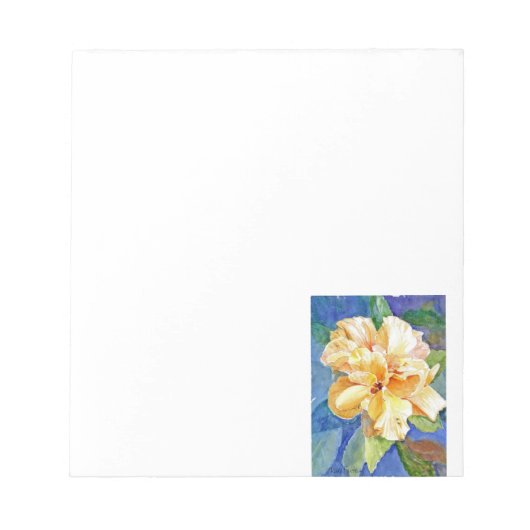 Giant Yellow Gardenia op blauwe achtergrond Notitieblok (Voorkant)