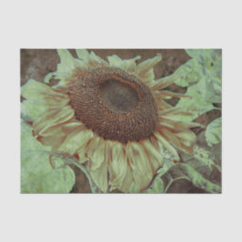 Giant Yellow Sunflower Brown Texture Decoupage Tissuepapier