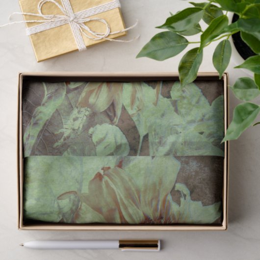 Giant Yellow Sunflower Brown Texture Decoupage Tissuepapier (Geschenk)