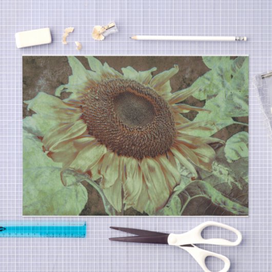 Giant Yellow Sunflower Brown Texture Decoupage Tissuepapier (Craft)