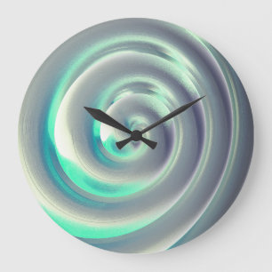 Giant zilver en aquamarine spiraalvormig boven wit grote klok