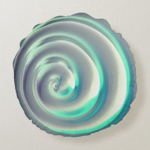 Giant zilver en aquamarine spiraalvormig boven wit rond kussen