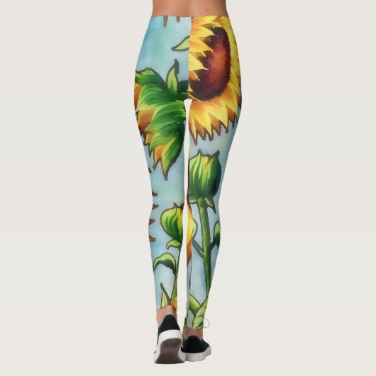 Giant Zonnebloem Floral Art Leggings (Achterkant)