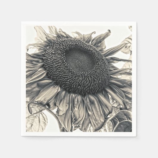 Giant Zonnebloemen Vintage Sepia Art Decoupage Servet (Voorkant)