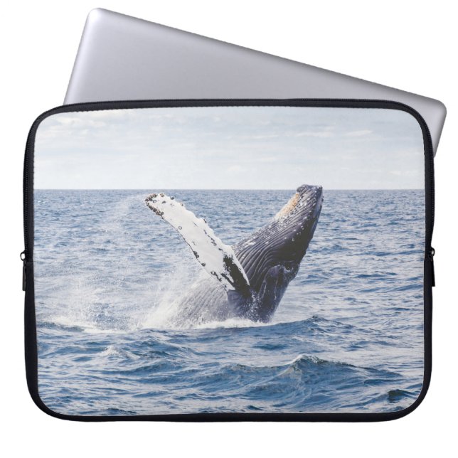 Giante walvis springt uit zee laptop sleeve (Voorkant)