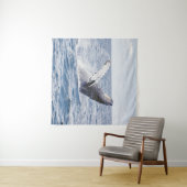 Giante walvis springt uit zee wandkleed (In Situ (horizontaal))