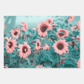 Giante zonnebloemen Roze Blauwgroen ontvlechtingsk Inpakpapier Vel (Voorkant)