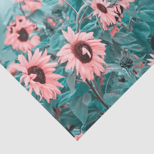 Giante zonnebloemen Roze Blauwgroen ontvlechtingsk Tissuepapier (Detail)