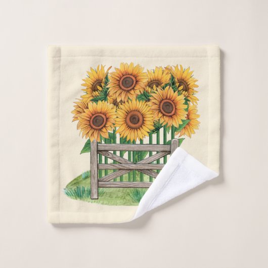 Giantgele zonnebloemen bad handdoek (Wasdoekje)