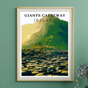 Giants Causeway, Antrim Ireland Retro Style Poster