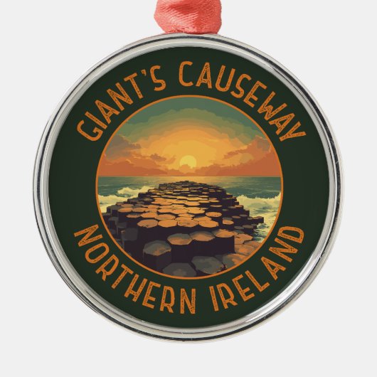 Giant's Causeway Ierland Retro Distressed Circle Metalen Ornament (Voorkant)