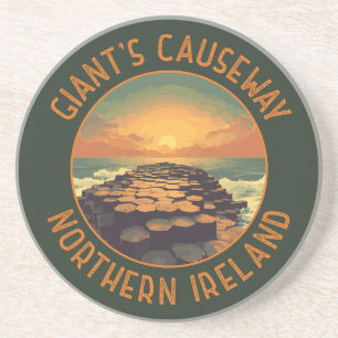 Giant's Causeway Ierland Retro Distressed Circle Zandsteen Onderzetter