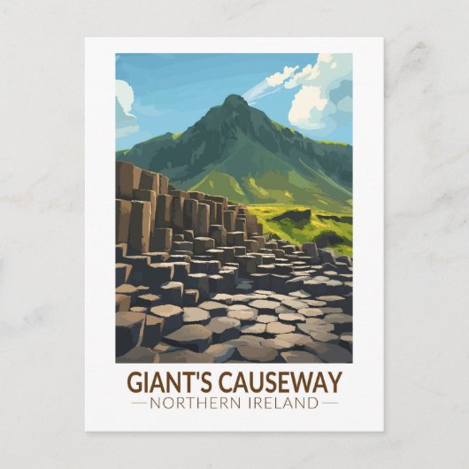 Giant's Causeway Noord-Ierland Illustratie Briefkaart (Voorkant)