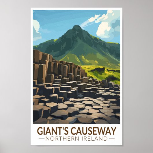 Giant's Causeway Noord-Ierland Illustratie Poster (Voorkant)