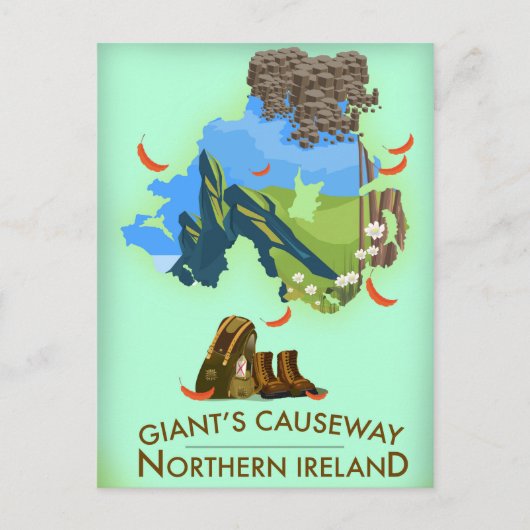 Giants Causeway Noord-Ierland Kaart Reisposter (Voorkant)