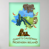 Giants Causeway Northern Ireland Map Travel poster (Voorkant)