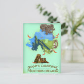 Giants Causeway Northern Ireland Map Travel poster Briefkaart (Staand voorkant)