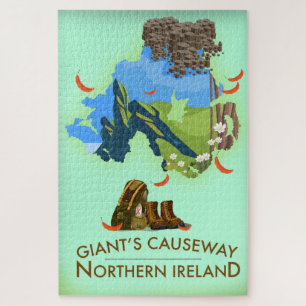Giants Causeway Northern Ireland Map Travel poster Legpuzzel