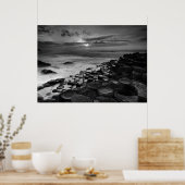Giants Causeway Sunset Black en White Poster (Keuken)