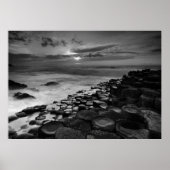Giants Causeway Sunset Black en White Poster (Voorkant)