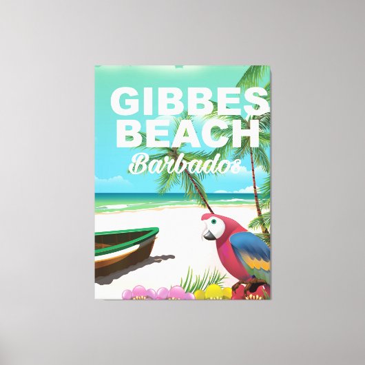 Gibbes Beach Barbados vakantieposter Canvas Afdruk (Voorkant)