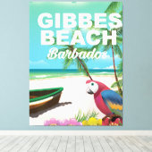 Gibbes Beach Barbados vakantieposter Canvas Afdruk (Insitu (Houten vloer))
