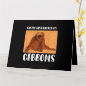 Gibbon Ape Monkey Funny 2 Kaart (Gele Bloem)
