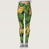 Gibbon apes in tropisch regenwoud Oerwoud bananen Leggings (Voorkant)