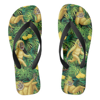 Gibbon apes in tropisch regenwoud Oerwoud bananen Teenslippers