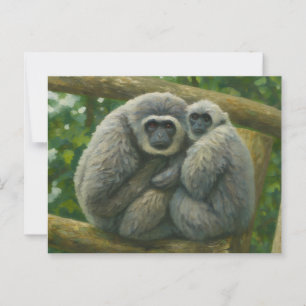 Gibbon Companions - Emotioneel wildlifeportret Briefkaart