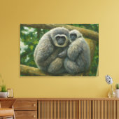 Gibbon Companions - Emotioneel wildlifeportret Canvas Afdruk (Insitu (Woonkamer))