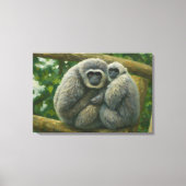 Gibbon Companions - Emotioneel wildlifeportret Canvas Afdruk (Voorkant)