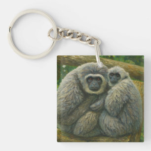 Gibbon Companions - Emotioneel wildlifeportret Sleutelhanger