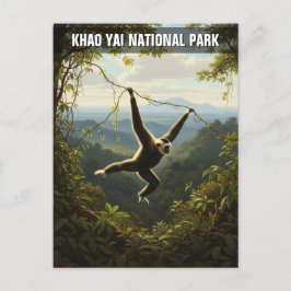 Gibbon in het Khao Yai National Park in Thailand Briefkaart