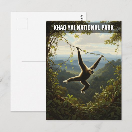 Gibbon in het Khao Yai National Park in Thailand Briefkaart (Voorkant / Achterkant)