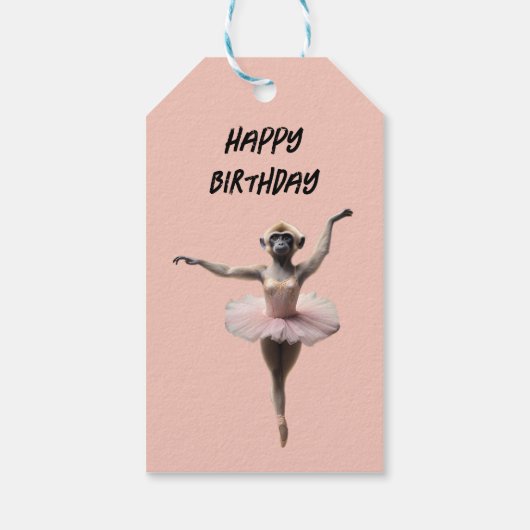 Gibbon Monkey Ballet danser in een tutu, Cadeaulabel (Achterkant)