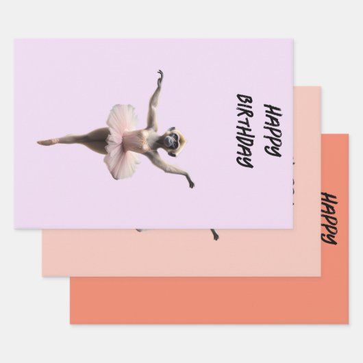 Gibbon Monkey Ballet danser in een tutu, Inpakpapier Vel (Set)