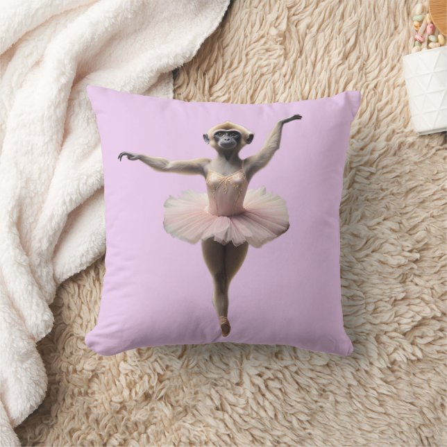 Gibbon Monkey Ballet danser in een tutu, Kussen (Deken)