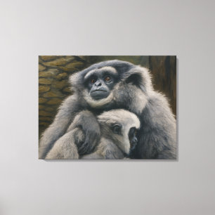 Gibbon Shelter - Emotioneel wildlife portret Canvas Afdruk