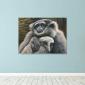 Gibbon Shelter - Emotioneel wildlife portret Canvas Afdruk (Insitu (Houten vloer))