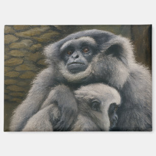 Gibbon Shelter - Emotioneel wildlife portret Magneet