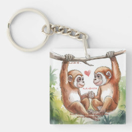 Gibbon Valentijns Sleutelhanger