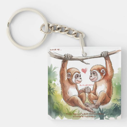 Gibbon Valentijns Sleutelhanger (voorkant)
