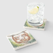 Gibbons in de liefde stenen onderzetter (Zijkant)