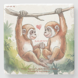 Gibbons in de liefde stenen onderzetter