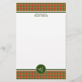 Gibbs Clan Tartan Rood en Geel Plaid Monogram Briefpapier
