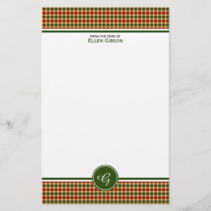 Gibbs Clan Tartan Rood en Geel Plaid Monogram Briefpapier