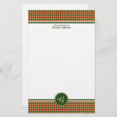 Gibbs Clan Tartan Rood en Geel Plaid Monogram Briefpapier (Voorkant / Achterkant)