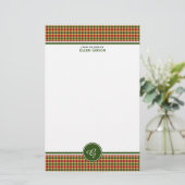 Gibbs Clan Tartan Rood en Geel Plaid Monogram Briefpapier (Staand voorkant)