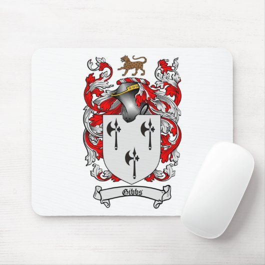 GIBBS FAMILY CREST - GIBBS COAT OF ARMS MUISMAT (Met muis)